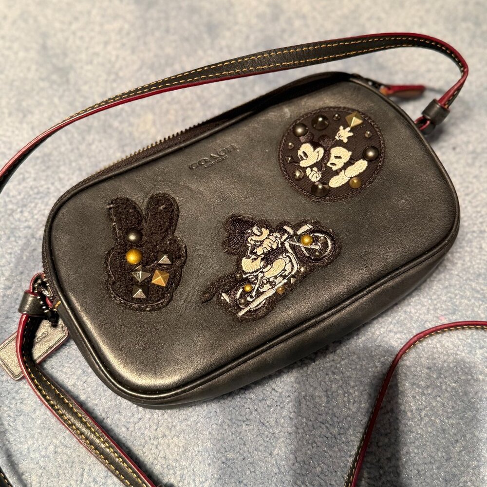 Coach X Disney Crossbody Black Purse with Mickey Patches F59532